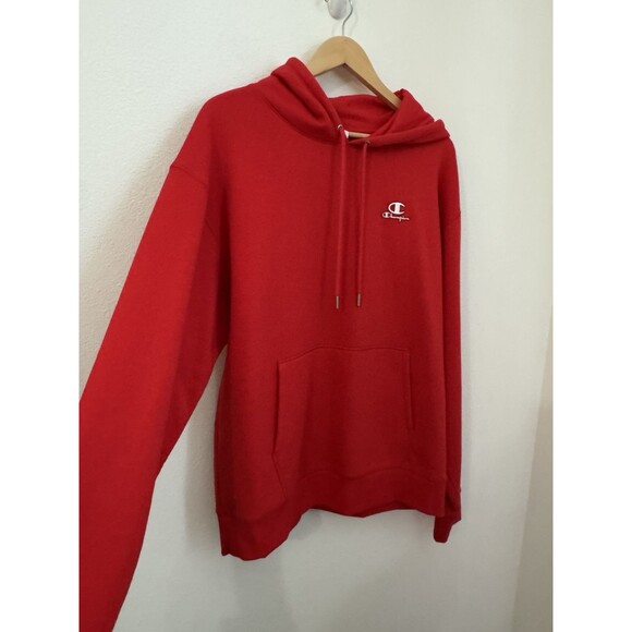 Champion Hoodie Men Large Red  C Logo Sweatshirt  Pullover Classic Excellent L - Picture 3 of 7